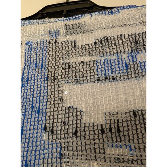 Alfred Dunner Woman 1X Top Blue White Black Abstract Geometric Textured Knit - Picture 5 of 11